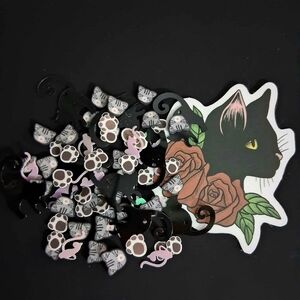 Mixed Cat Paws Clay Slices Pink Black Glitter 35 Grams Bag